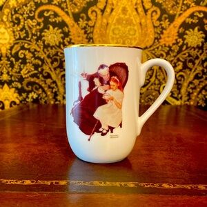 Vintage Norman Rockwell “The Handkerchiefs” Gold Rimmed Collectors Mug 1986